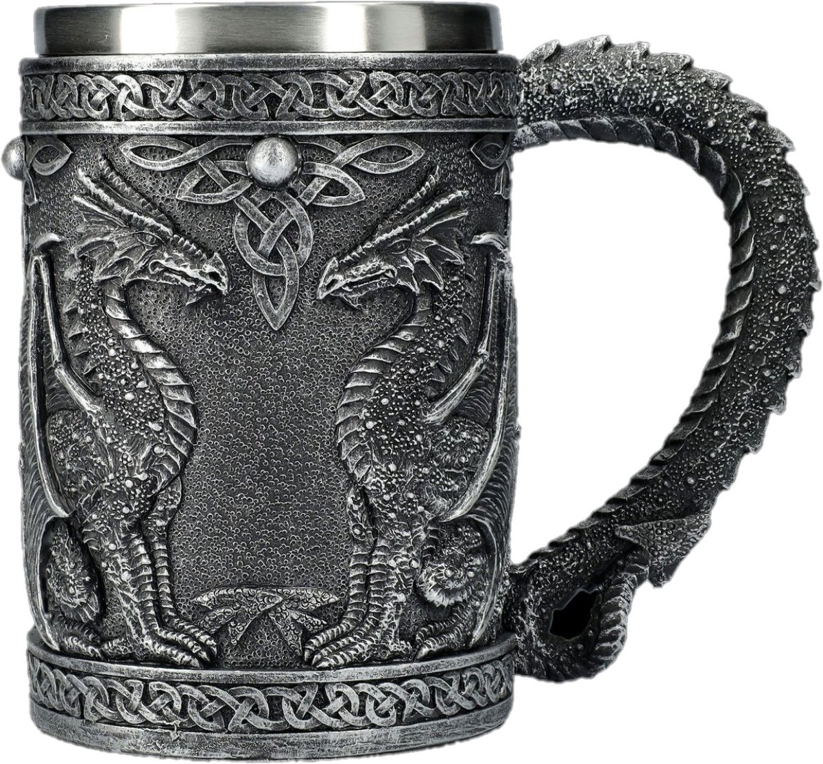 Boutique Trukado - Zwarte Draken Mok - Bierpul - inhoud ca. 500ml - (hxbxd) ca. 16cm x 10cm x 15cm