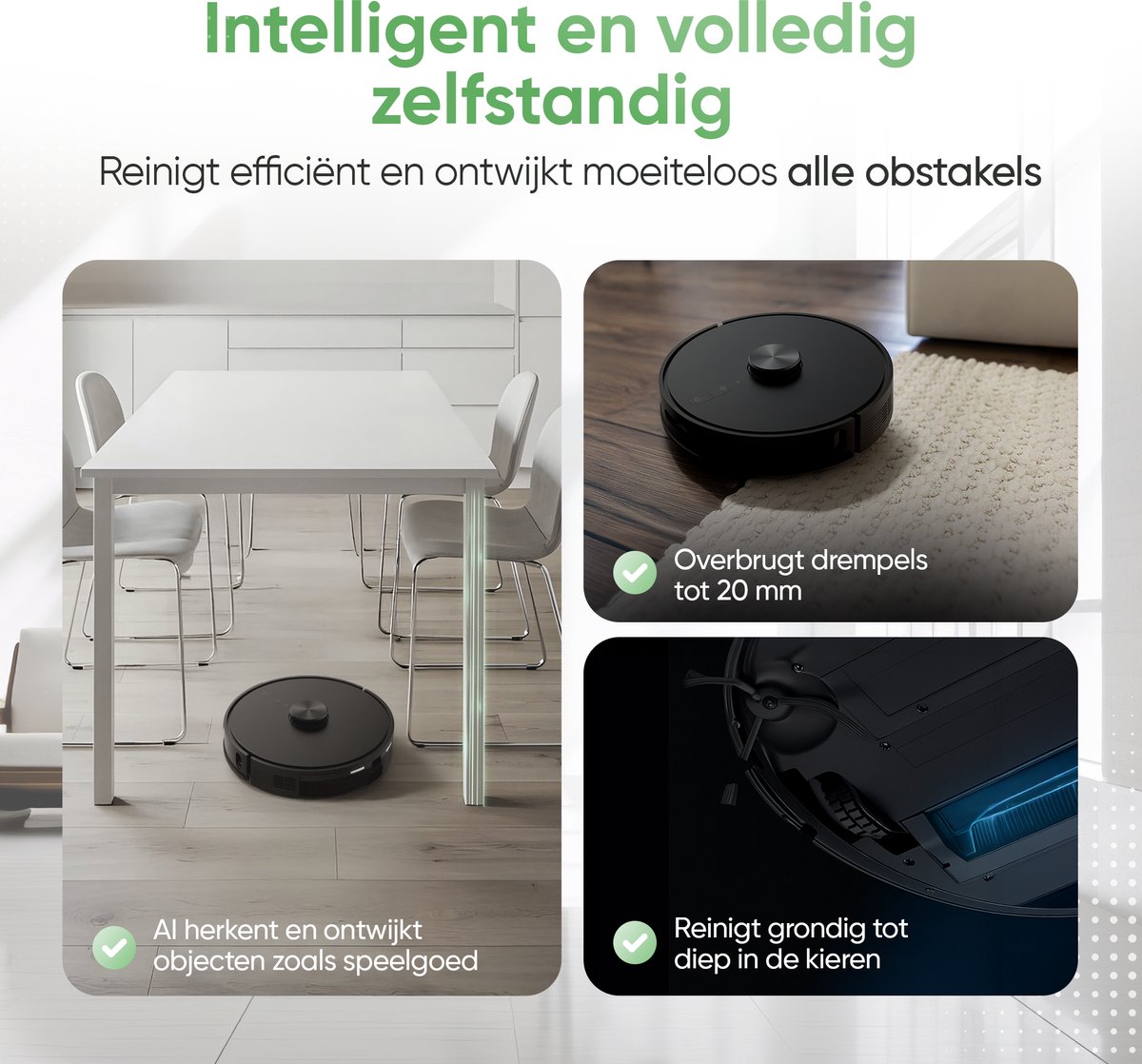 Heevey Robotstofzuiger met dweilfunctie - Automatisch leegstation - Vacuum cleaner - Dweilrobot - Huisdieren - 7000PA zuigkracht - LDS lasernavigatie - Dweilrobot - 2 extra stofzuigerzakken - Met app — afbeelding 4