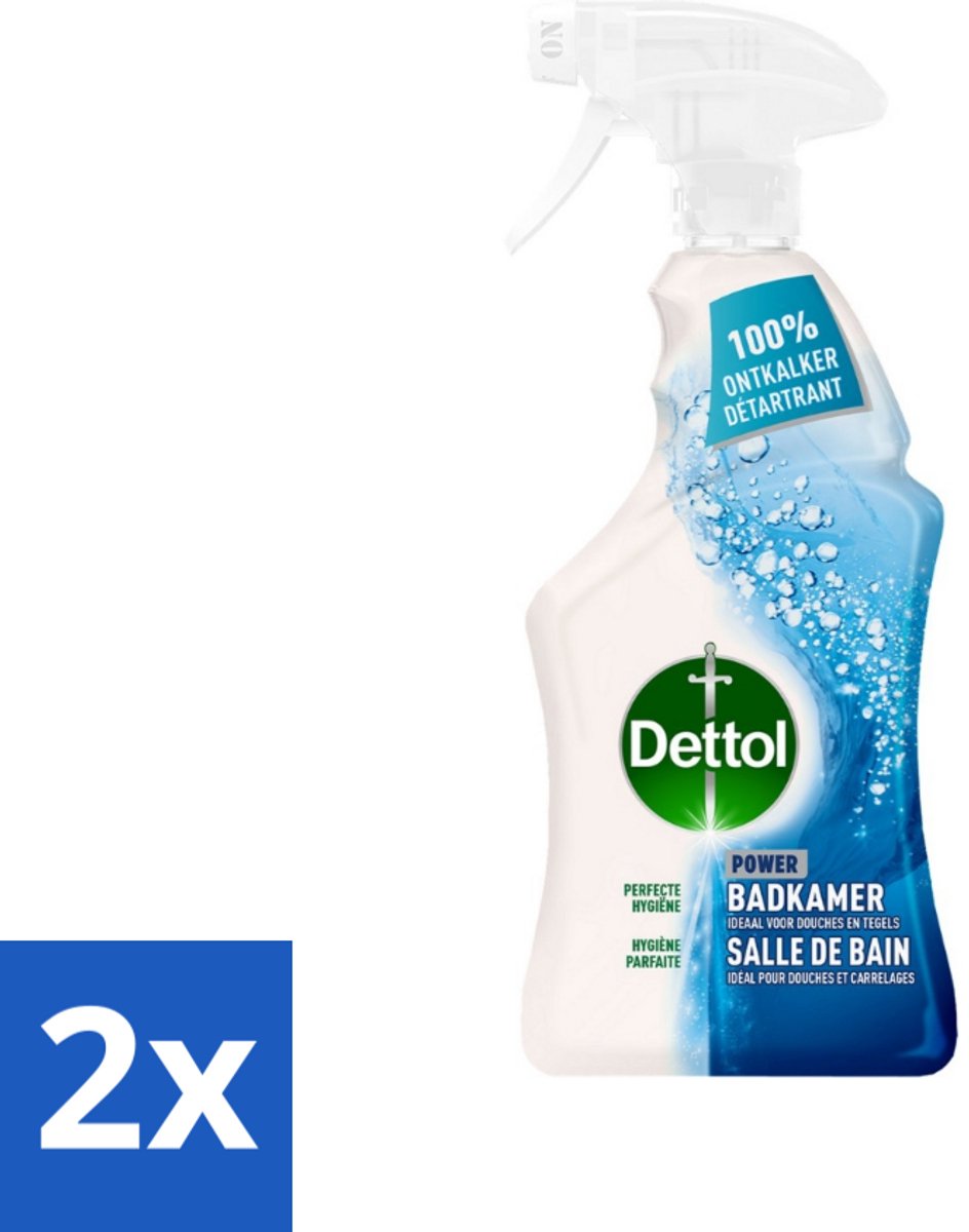 2 x Dettol Badkamerreiniger 500 ml - Badkamerreiniger - Kalkaanslag Verwijderen - Badkamerschoonmaak - Schoonmaakspray - Glans