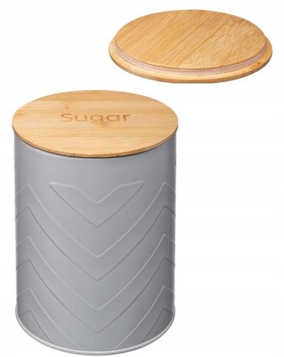Gomero suikerpot matgrijs met bamboe deksel - 1.4L