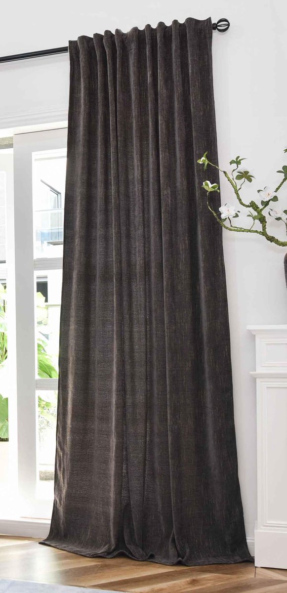 Ibenzoa Elegante bruine gordijn met gouden accenten en multiband ophanging Bruin goud