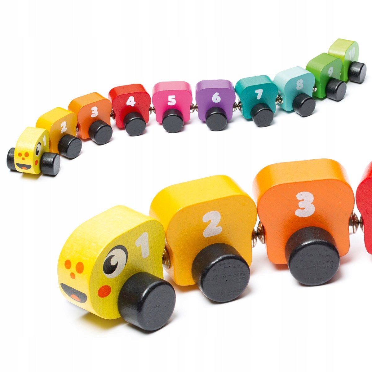 Cubika Regenboog Garnaal Houten Trein met Magneetwagens