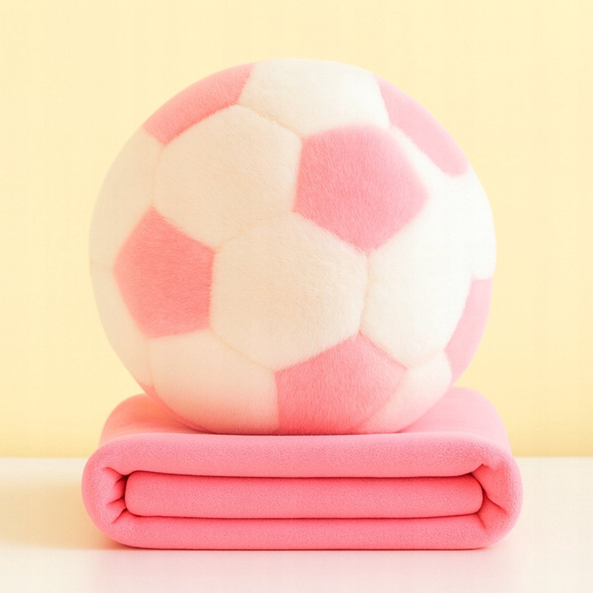 Grote Voetbal Knuffel met Deken 3-in-1 XXL 30cm Wit-Roze