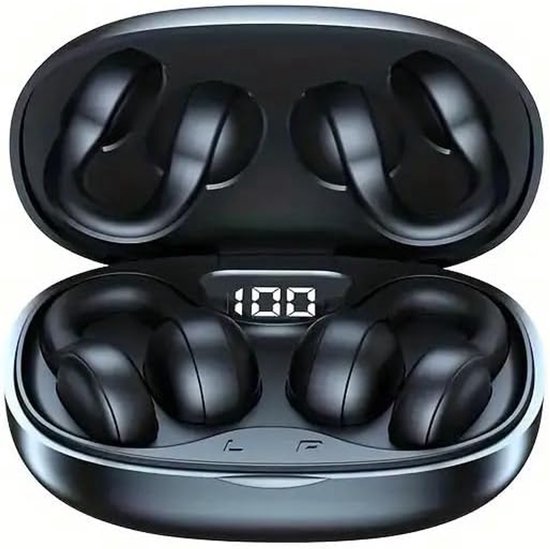 Draadloze Open Ear Koptelefoon - Ultralange Batterijduur voor Buitensport - Comfortabel voor Kleine Oren en met Bril - Sport Oorhangers - Zwart