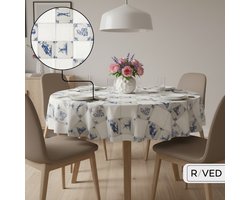 Raved Rond Tafelzeil - 160 cm ø - Kleitegels Blauw - PVC - Afwasbaar - Delft Blauw