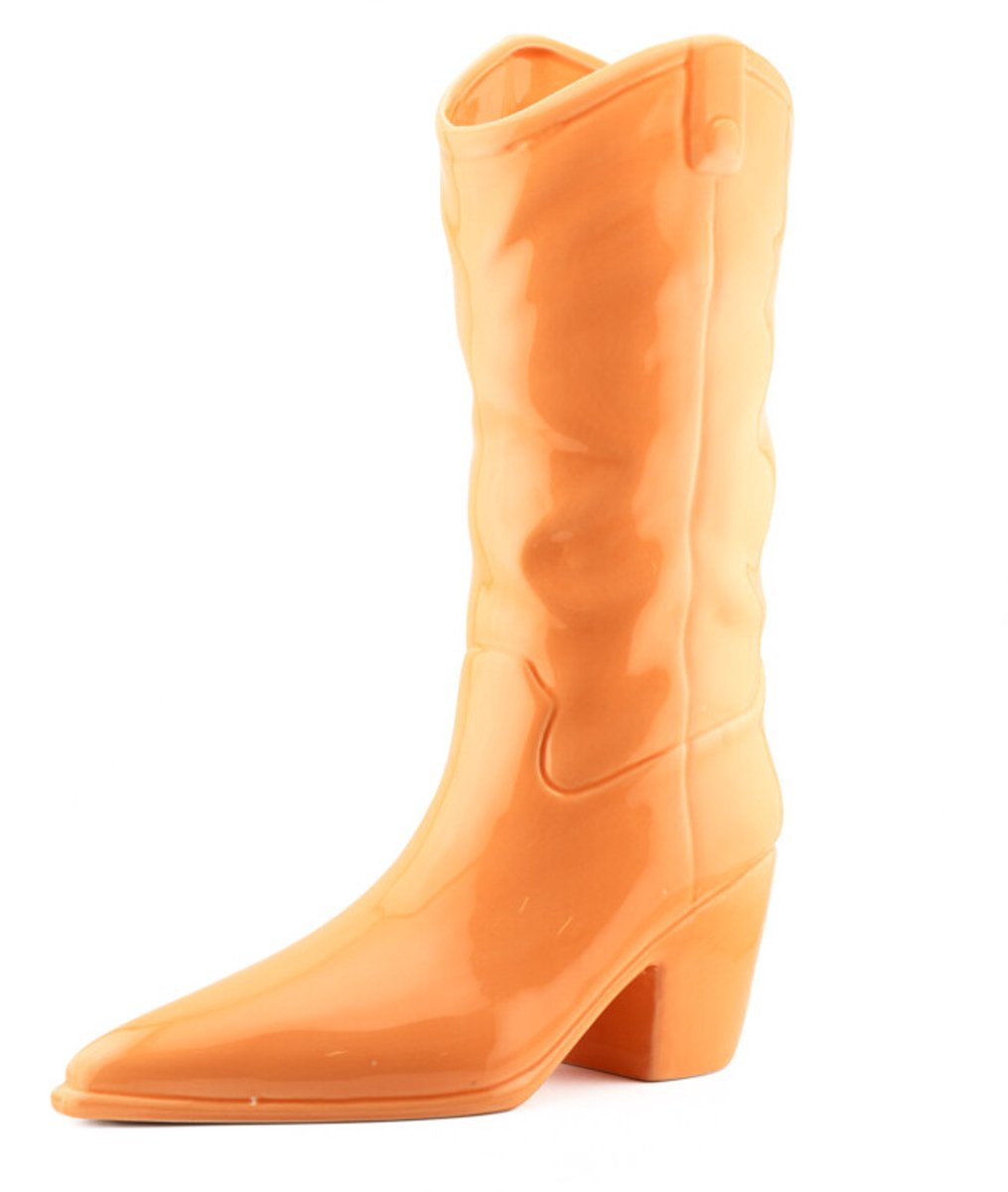 Homebound by Kolony HomeBound by KY | Aardewerk vaas cowboy boot oranje | bloemenvaas | vaas cowboy boot