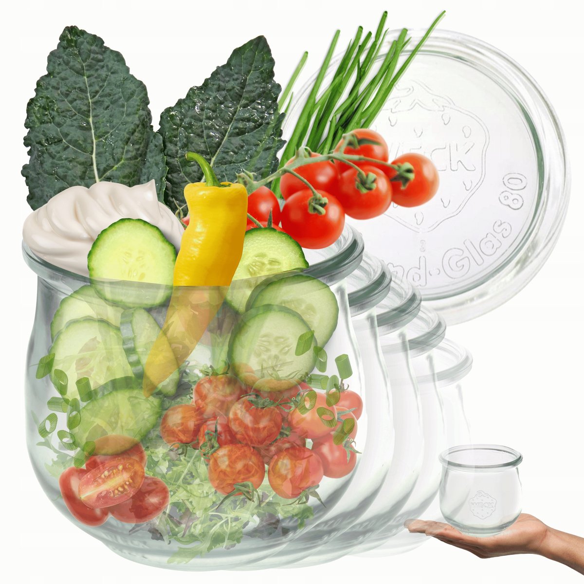 Weck Glazen Potten 370ml met Glazen Deksel - Set van 6