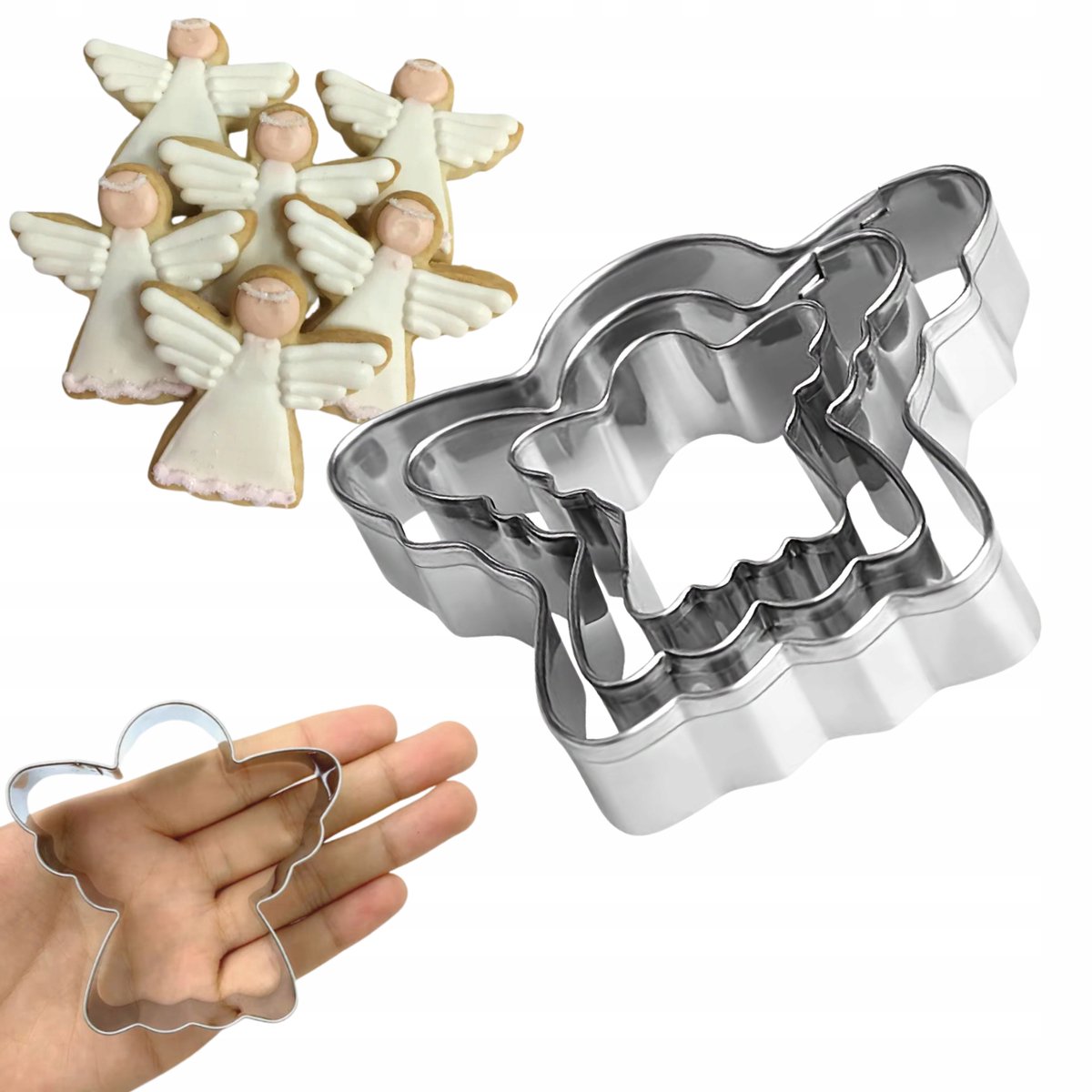 3x Metalen Engel Koekjesvormpjes - Perfect voor Kerstkoekjes