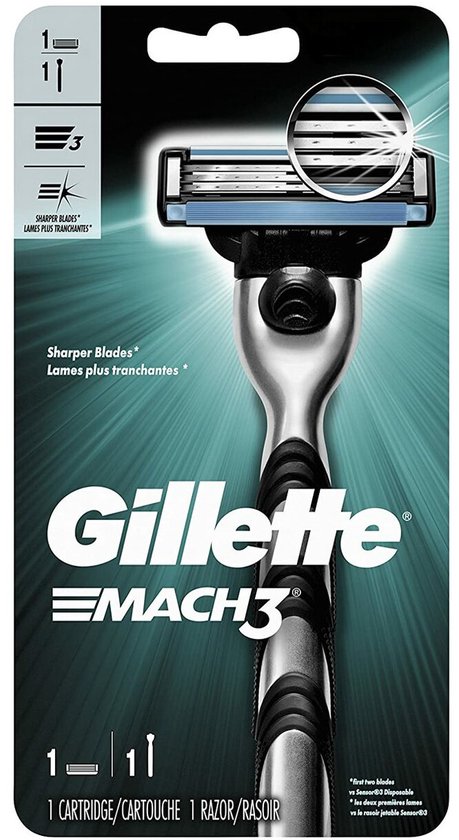 Gillette Mach3 Scheersysteem – Houder + 1 Mesje – 3-bladig – Lubrastrip