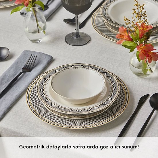 Karaca Globe 24-delig Servies - Porselein Serviesset voor 6 Personen - Compleet Tafelservies — afbeelding 2