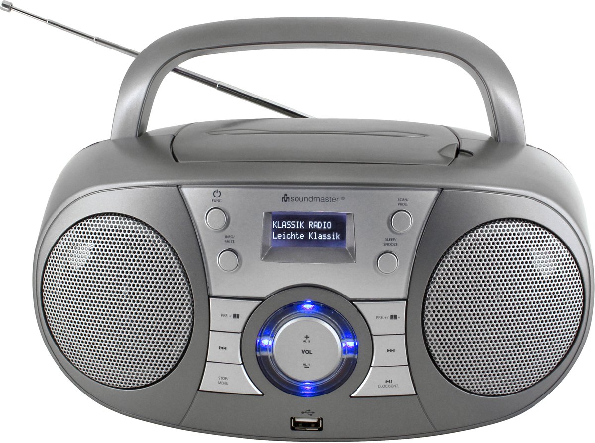 soundmaster SCD1800TI Radio/CD-speler DAB+, FM AUX, Bluetooth, CD, DAB+, FM, USB Grijs