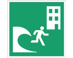 Tsunami evacuatiegebouw bord – E063 | gecoat dibond materiaal | 30 x 30 cm