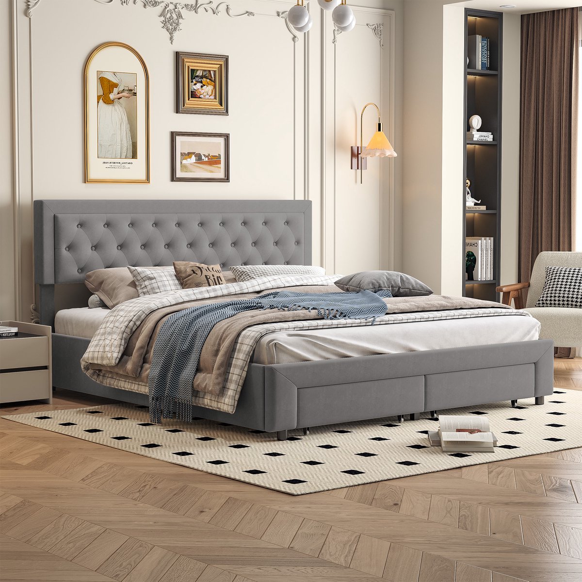 SHOPENTRA Opbergbed 180x200 met Hoofdeinde en Opbergruimte - afbeelding 2