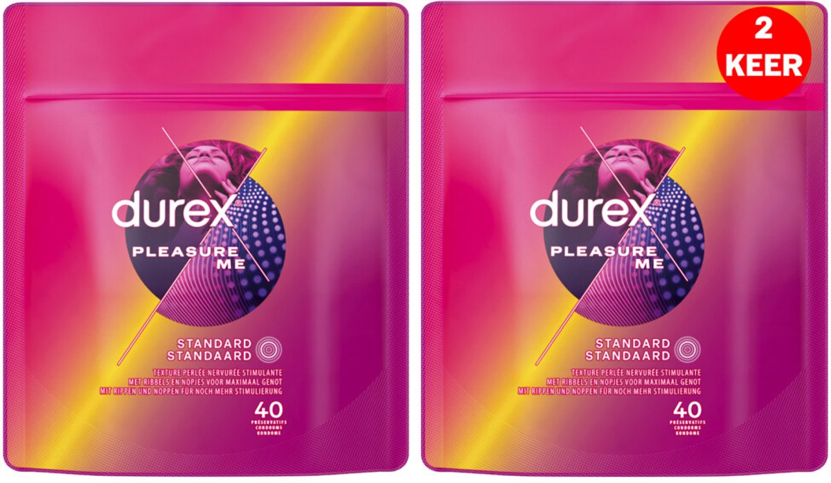 Durex - Condooms - Pleasure me 40st x2 - Voordeelverpakking