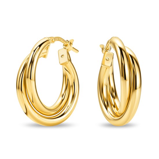 Zilveren klapoorringen met zirkonia en synthetische smaragd - 18 x 4.5 mm
