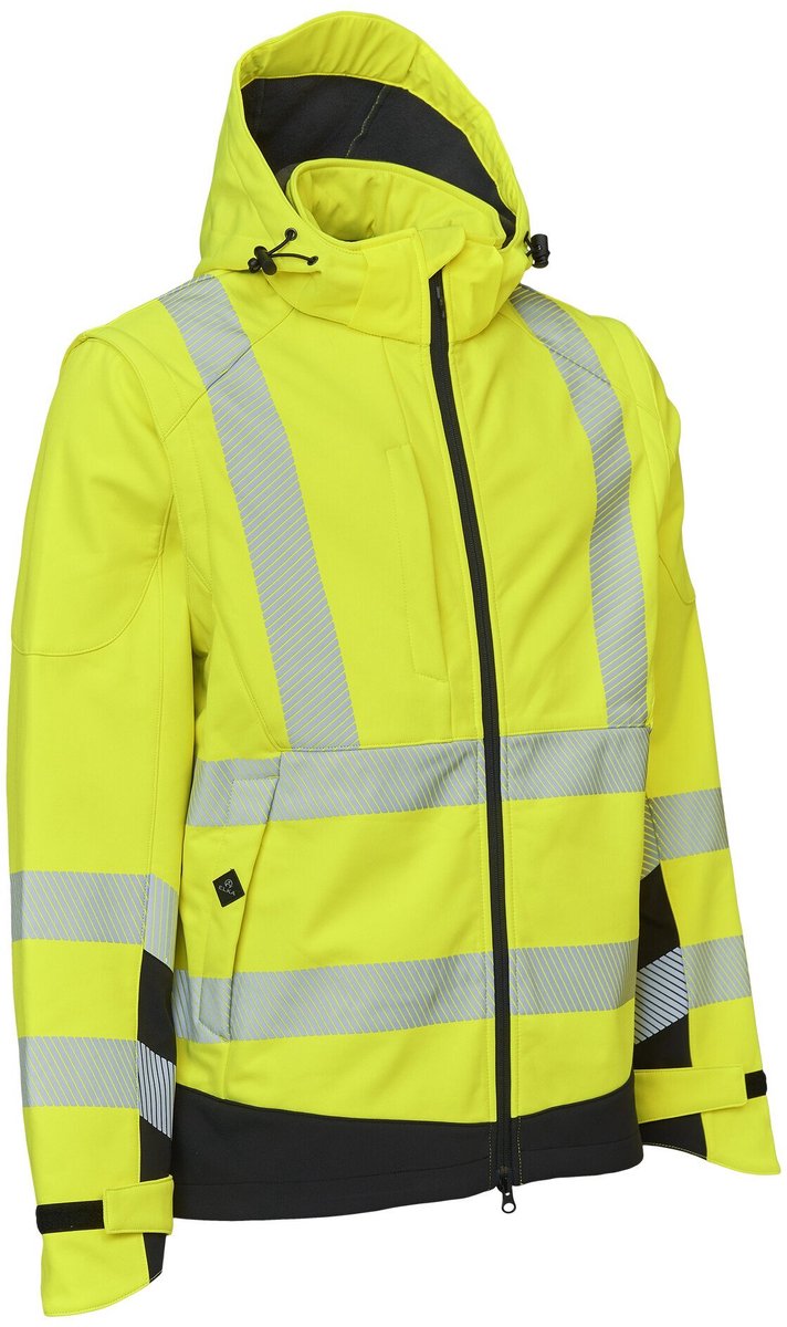 Elka Visible Xtreme Softshell Jacket with detachable sleeves 117300R Fl.Yell Zwart