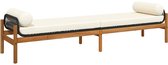 The Living Store Banc de jardin avec kussen en résine tressée acacia noir - Banc de jardin - Résine tressée - Banc de jardin noir - Banc Plein air - Ensemble de jardin