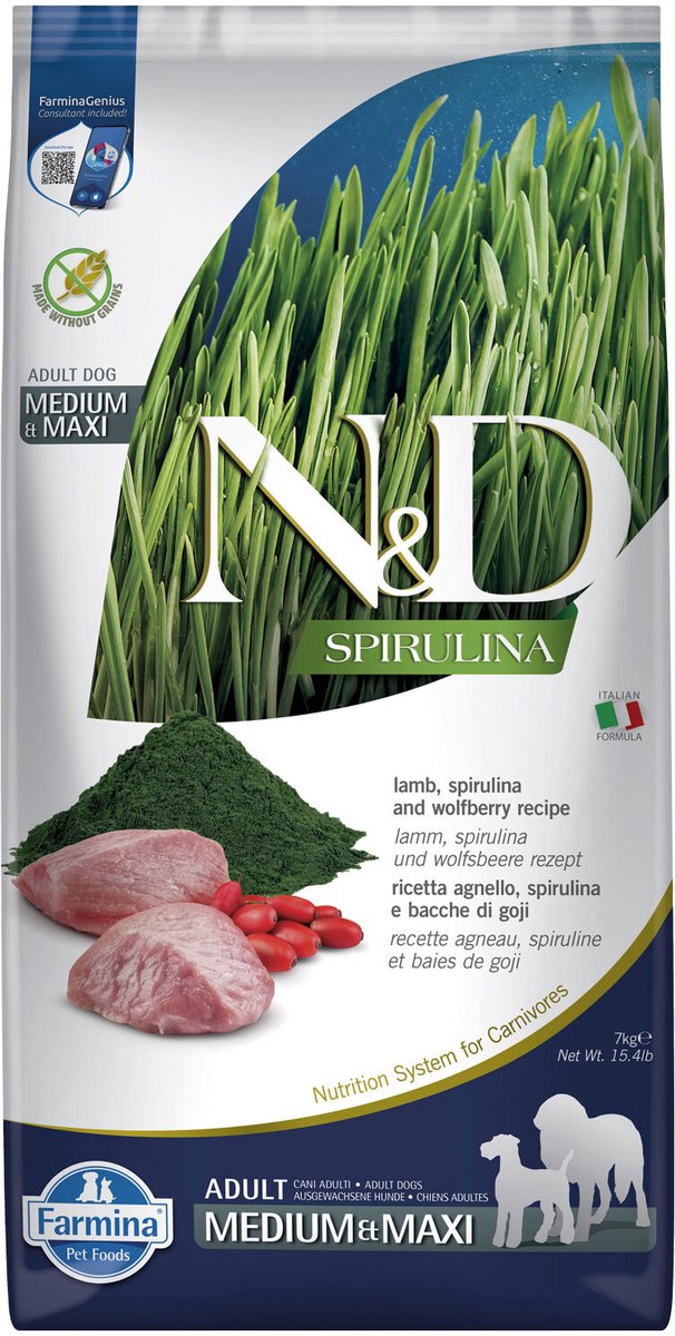 farmina Farmina N&D Spirulina Adult Medium & Maxi Hondenvoer - Lamb & Goji berries - 7 kg
