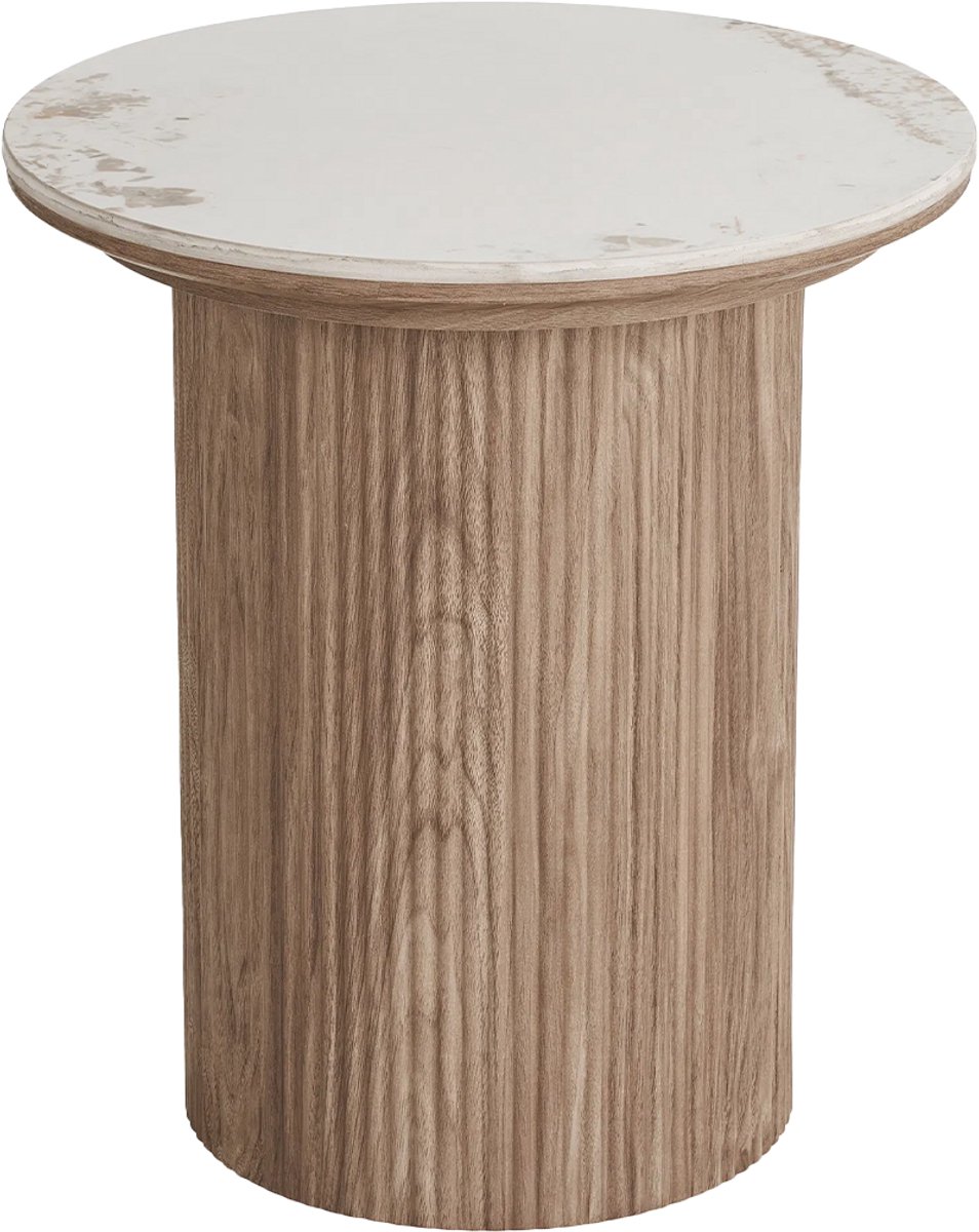 Artichok Ronda Bijzettafel Met Keramiek Blad Bruin - Woonkamer - Scandinavisch - Smal - Ø 45 cm