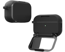 Telestore - Hoesje geschikte voor AirPods Pro 3 - TPU hybride hoesje Beschermhoes - hoesje met spiegel AirPods Pro 3 Cover - AirPods Pro 3 Hoesje - Geschikt voor Apple Airpods Pro 3 - zwart - hard cover met make up spiegel - sleutelhanger