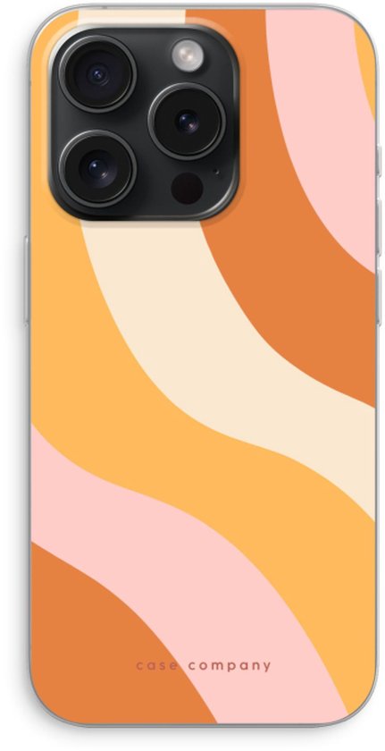 Doorzichtig telefoonhoesje van Case Company met een golvend, oranje-roze patroon.