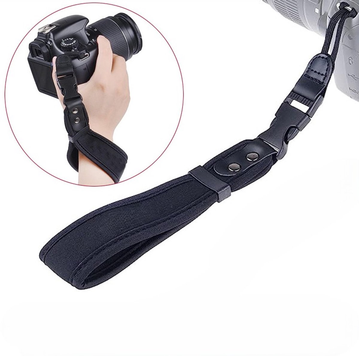 Camera Hand Strap - Wrist Riem - Camera Polsriem - Geschikt voor Grote Merken - Universeel – Zwart - LOUZIR