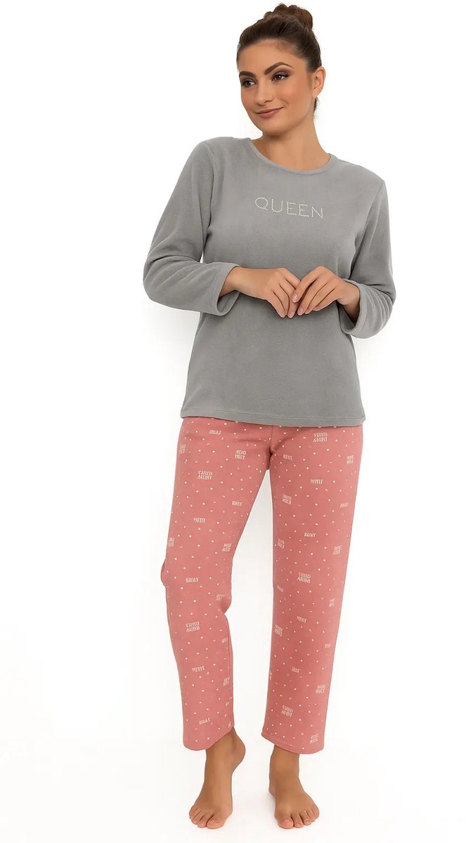 Cocodream Quality Cocodream fleece pyjama dames - Queen - Warme winter pyjama - Grijs /
