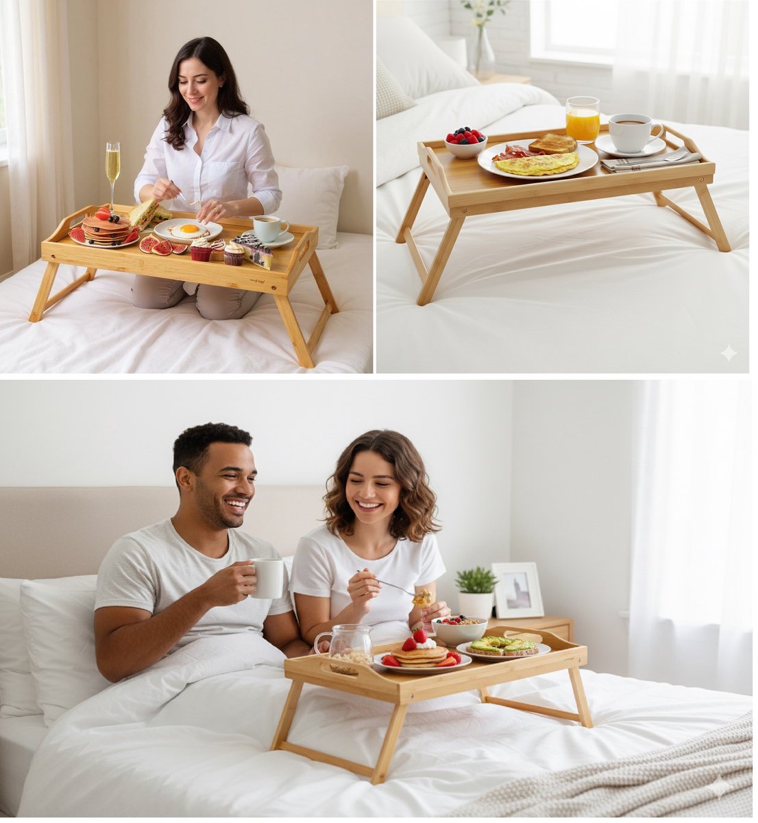 Cheffinger Serveerblad - Bamboe - Inklapbare Poten - Ontbijt Op Bed Dienblad — cadeau in Koken & Dineren - foto 2