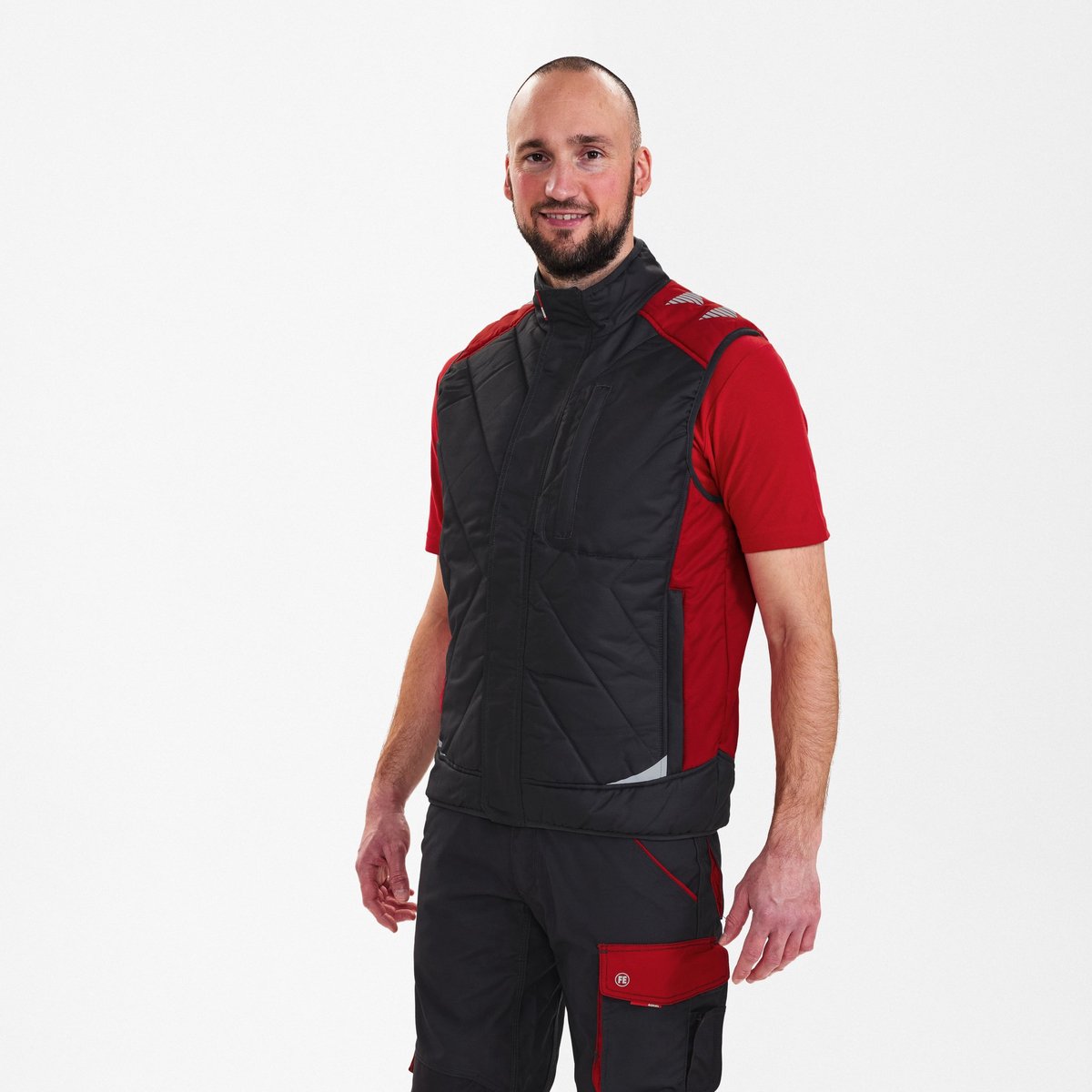 Engel Galaxy gewatteerd bodywarmer 5850-193 - Anthracite Grey / Tomato Red - L