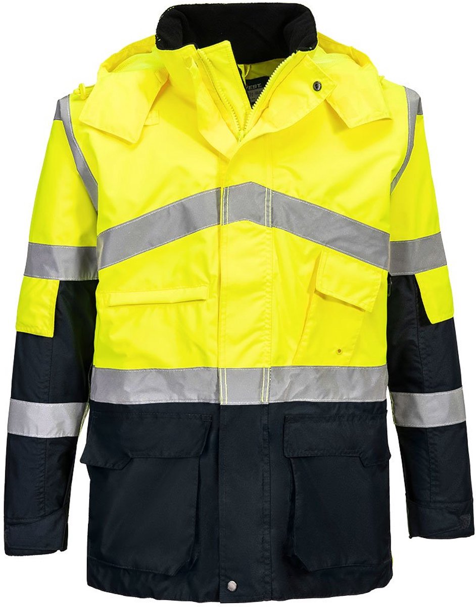Portwest Hi-Vis Tweekleuren Ademend Jack S760 /Marine Geel