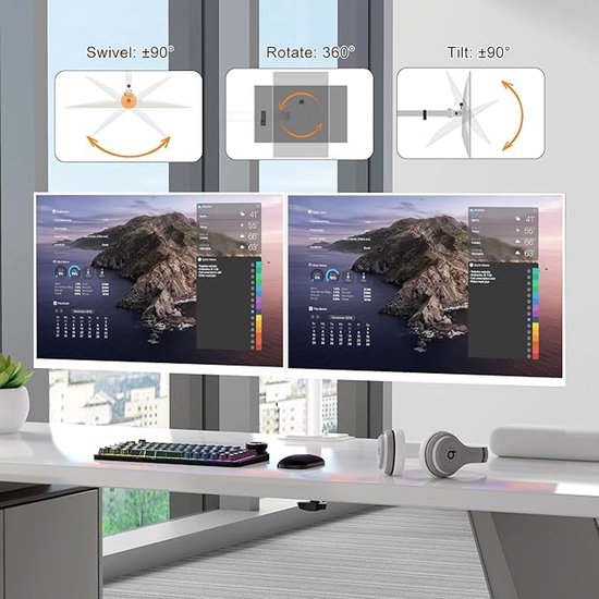 Pholiten Monitorhouder voor 4 monitoren, tot 32 inch, VESA 75 x 75/100