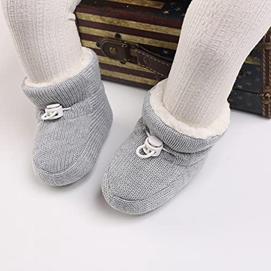Warme fleece booties voor baby's, antislip winterschoenen voor 0-18 maanden, schattige verstelbare kruipschoenen van Merkloos — afbeelding 3