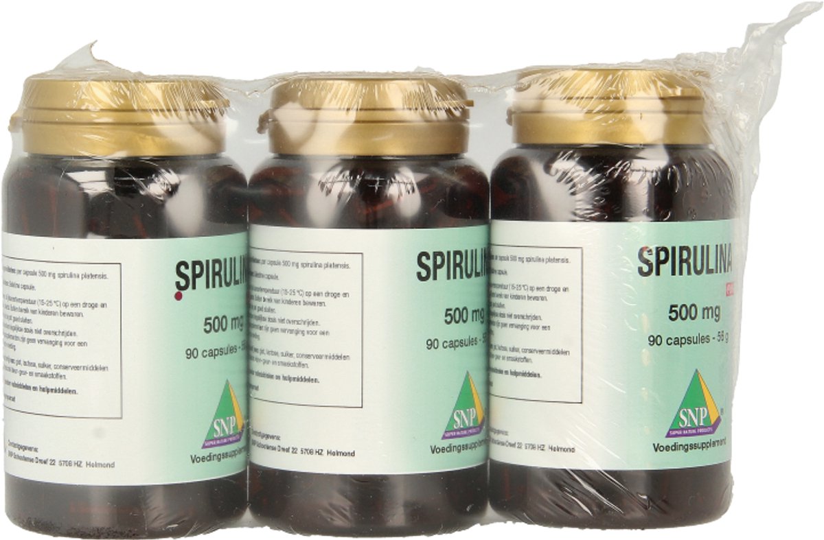 SNP Spirulina 500mg puur aktief 2 + 1 270 Capsules