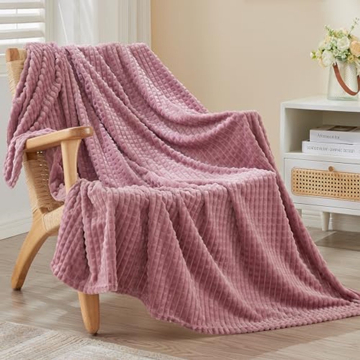Zachte Flanellen Fleece Dekbed - Warme en Gezellige 3D Ervaring voor Sofa en Bed, Paars 200x230cm