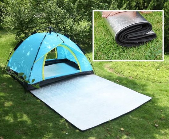 Opvouwbare Aluminium Campingvloermat 200 x 100 cm - Isolerende en Waterdichte Schuimrubberen Mat van Merkloos — afbeelding 4