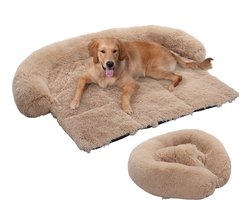 FluffyFur Hondenmand Medium - Hondenmand Auto - Hondenkussen - Beige - 90x80 cm - Extra Zacht