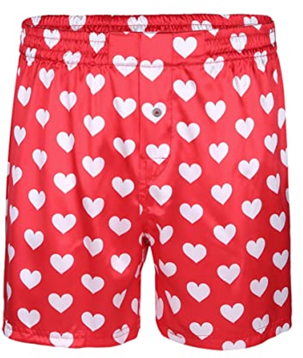 Satijnen boxershorts voor heren met rendiergewei-patroon – Sexy kerstondergoed in M-XXL