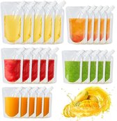 50 sachets de boissons, récipients transparents pour sachets de smoothie, sachets de boissons robustes et étanches à fermeture manuelle, pour bouteilles de jus congelé, entonnoir en plastique (250 ml