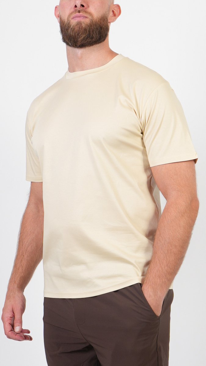 BASKO T-SHIRT - SLIM FIT - BEIGE - MAAT XL