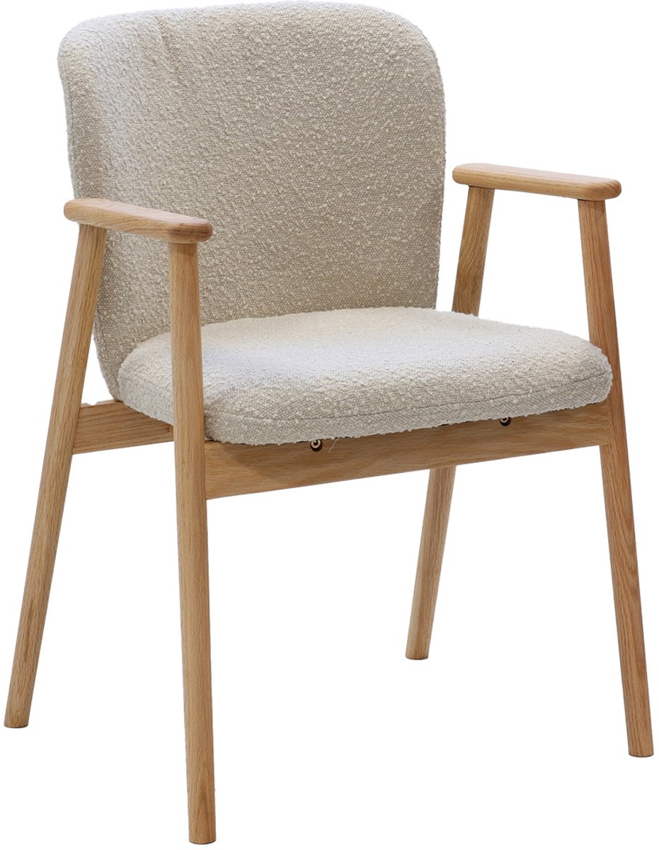 DÉJA Living Eetkamerstoel Lena - Eikenhout/Polyester - Taupe - Set van 2