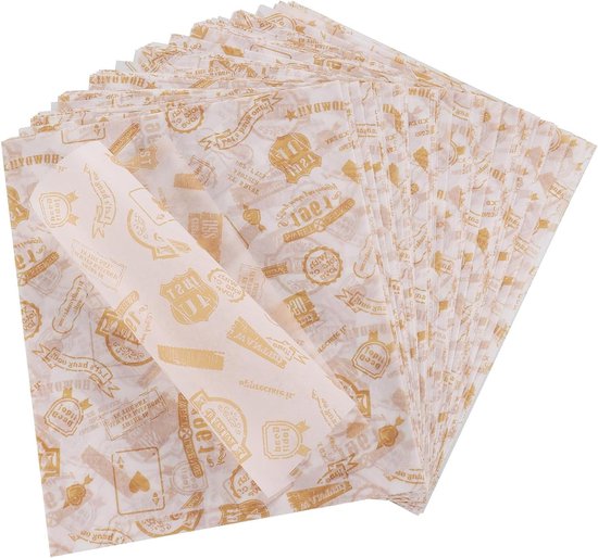 KQDRAVINE 100 vellen bakpapier, 25 x 25 cm, papier voor hamburgers