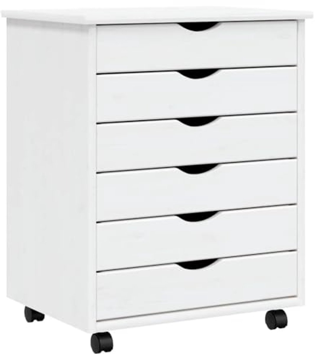 Mobiele Ladeblok van Massief Dennenhout - Wit - Organizer voor Kantoor en Opslag
