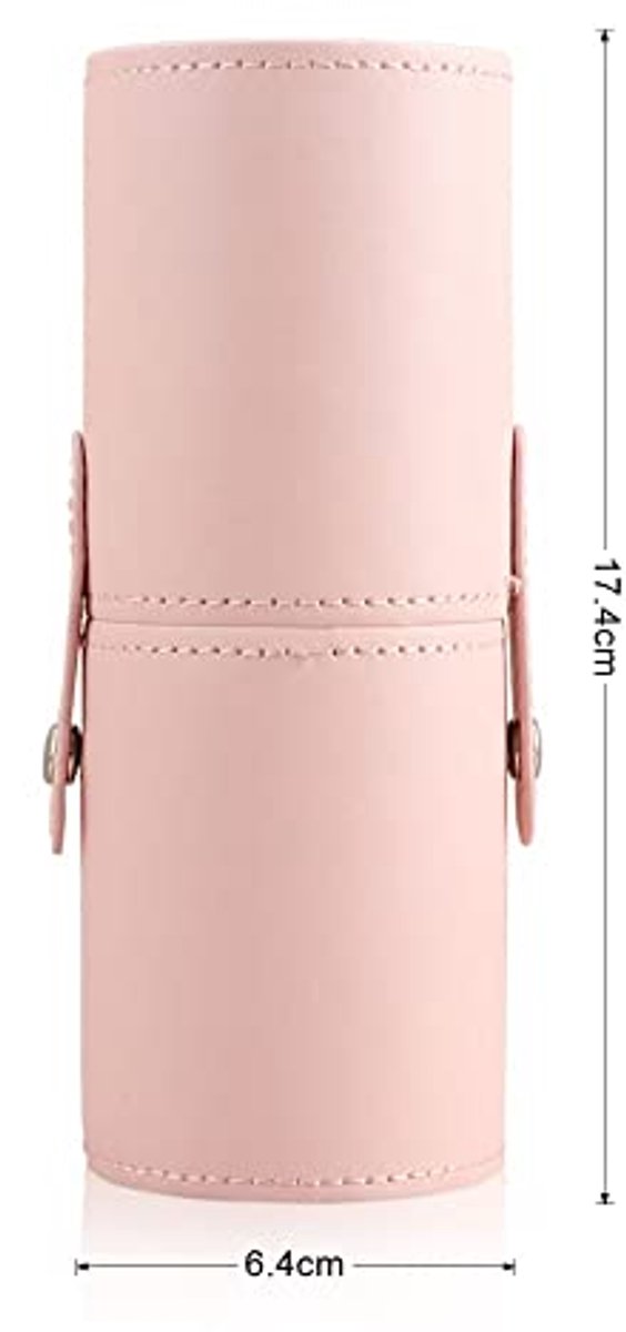 Roze Make-up Borstel Houder PU Leer - Cosmetische Organizer met Deksel