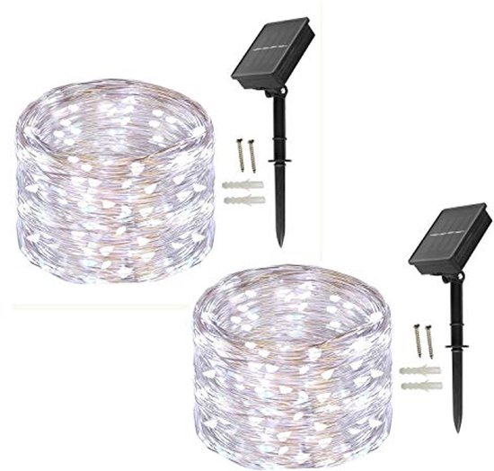 8 Lichteffecten Timer Lights4fun 80 LED Parasollampen – Op Batterijen, Met Timer, Voor In De Tuin Of Op Het Terras Zonne Energie