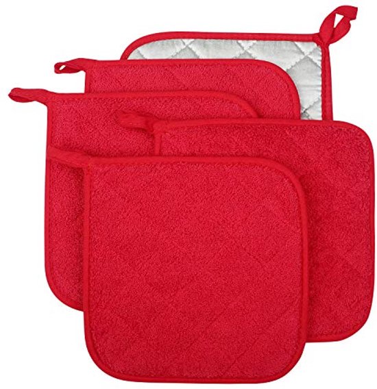 Rorecay 6 stuks ovenwanten en pannenlappen sets hittebestendig 500 graden, extra lange siliconen ovenhandschoenen antislip pannenlappen hete pads voor
