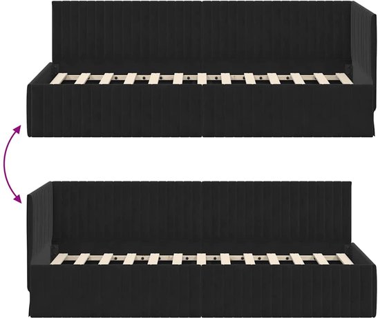 Hoekbedframe met hoofdeinde Donkergroen 90 cm x 200 cm Fluweel