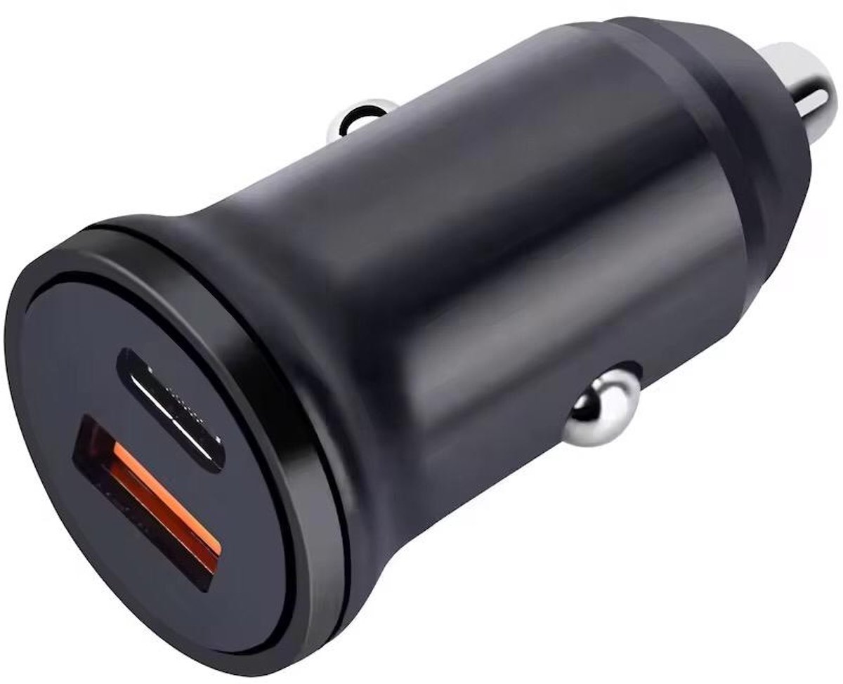 UDUTCH 30W Autolader USB-C & USB-A | PD Snellader Universeel | Veilig Zwart