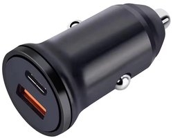 UDUTCH 30W Autolader USB-C & USB-A | PD & QC Snellader Universeel | Veilig Zwart