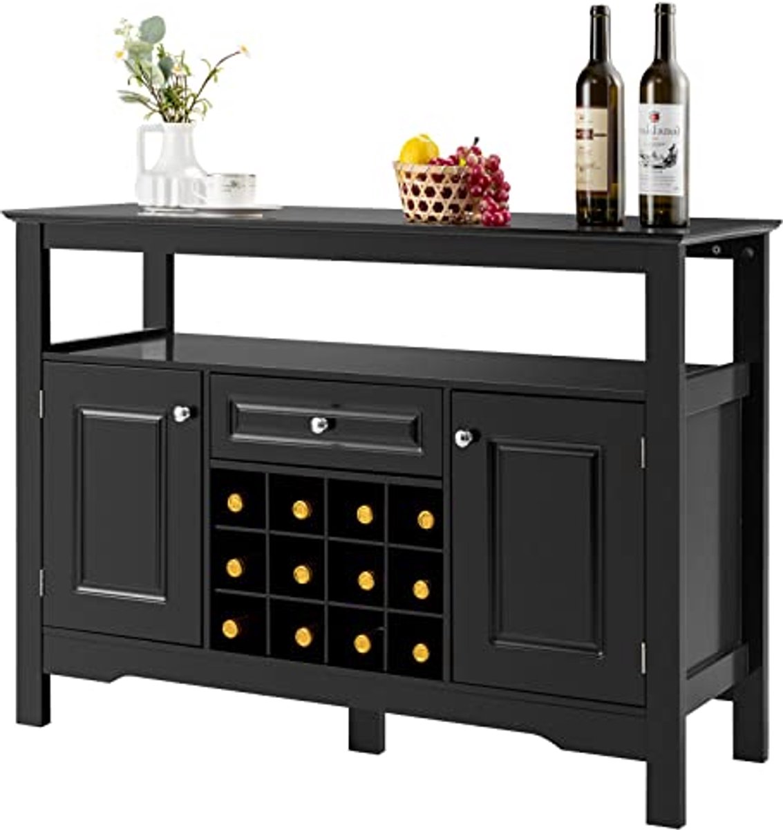 Keukenkast met Wijnrek, Dressoir en Vitrinekast - 116 x 40 x 82 cm