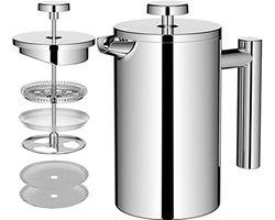 Koffiemaker French Press 0,65 liter - Dubbelwandige Roestvrijstalen Koffiebereider voor 3 Kopjes - Thermo Koffiepers